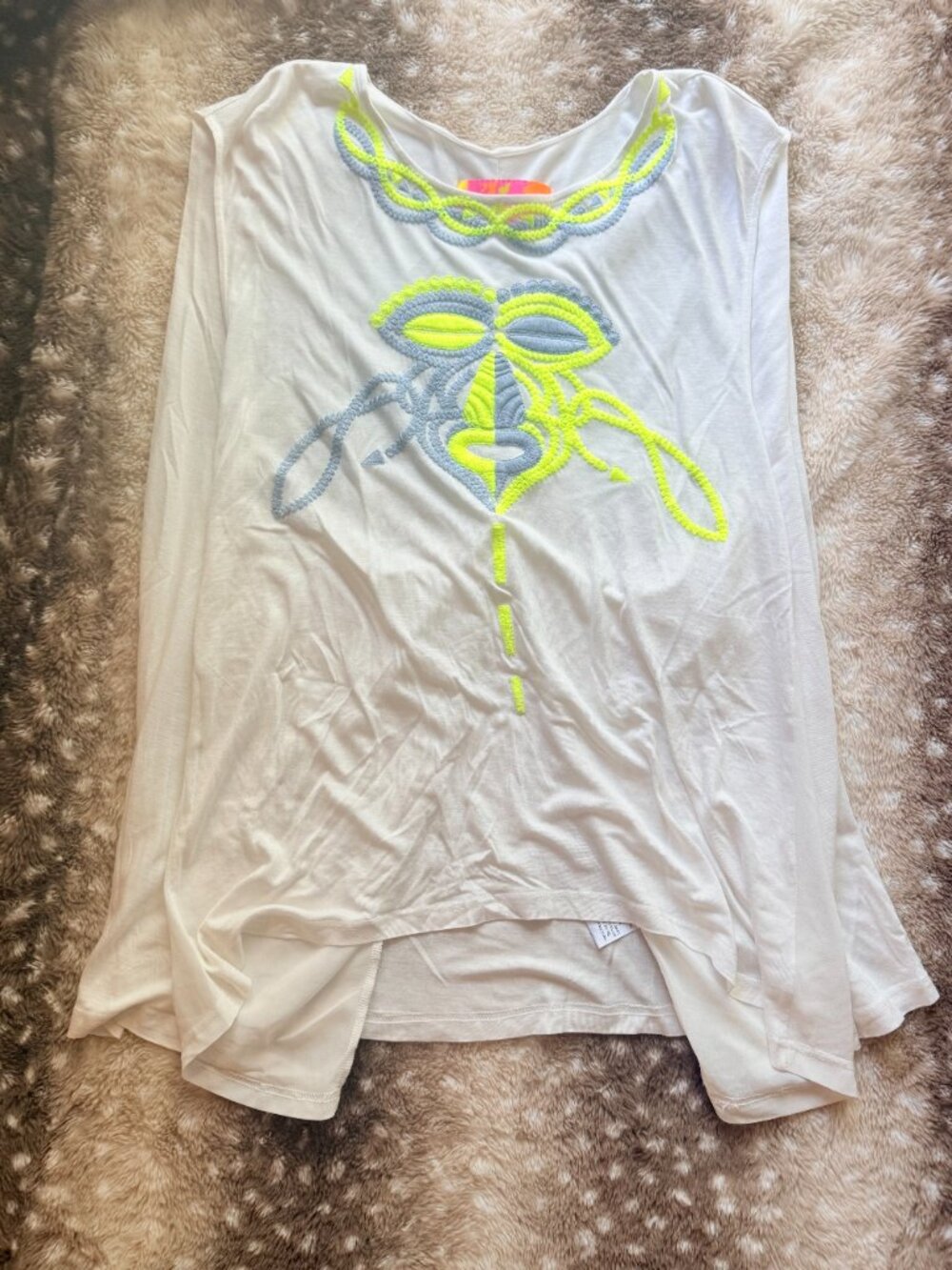 Size S English Rose Cream Embroidered Boho Flowy Tunic Blouse - Picture 8 of 8